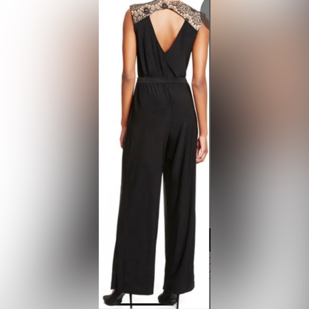 Black Lace Shoulder Jumpsuit 🖤 Used Once! Excellent Condition ✨ Large/ Sz. 12 - Picture 3 of 11